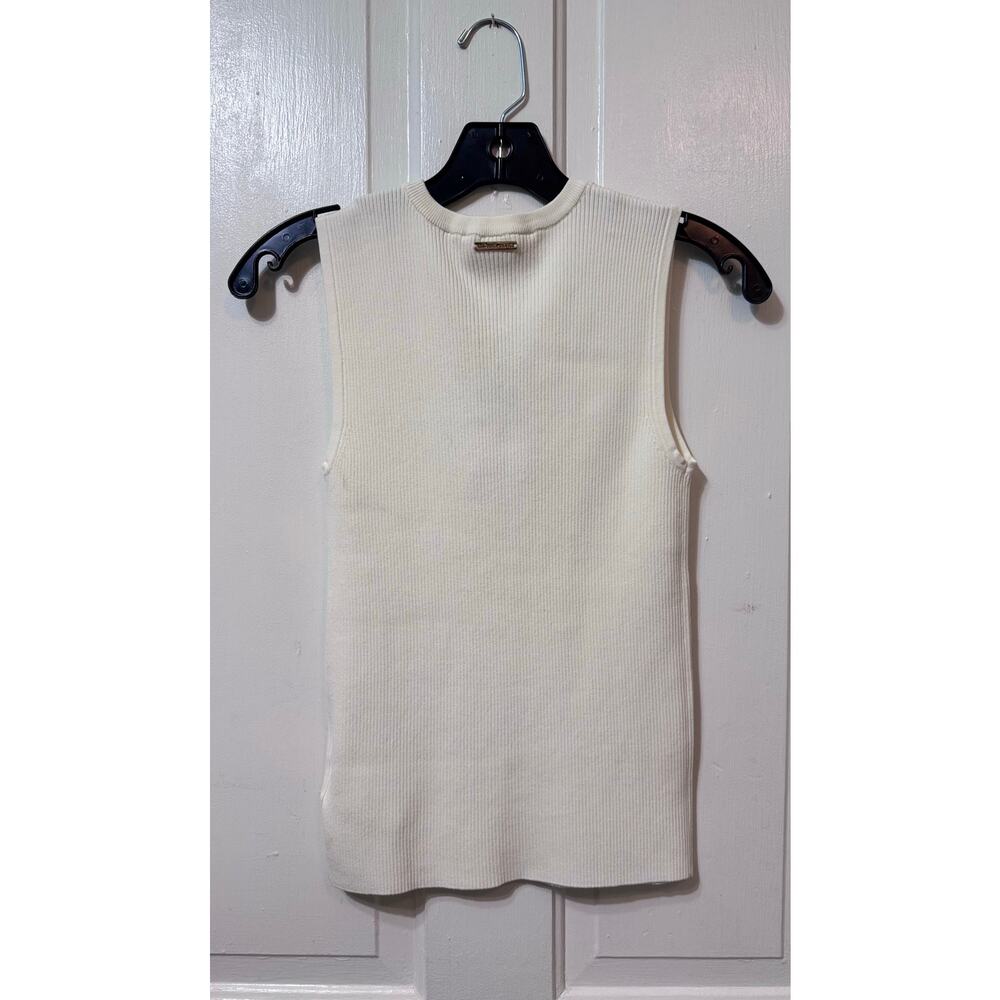 NWT Michael Kors Ivory Sleeveless Ribbed Knit Stretchy Tank Top Size S